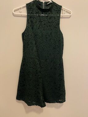 Garage Dark Green Lace Sleeveless Romper size XS